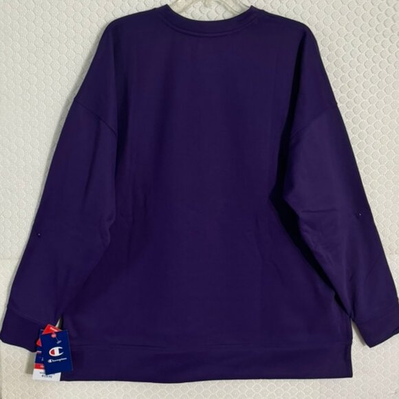 NWT Champion Purple Game Day Fleece Lined Pullover Sweatshirt -Logo- Size XL - Picture 4 of 7